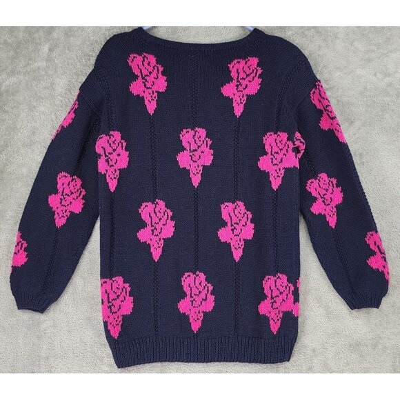 Cambridge Spirit Sweater Womens Small Blue Pink Rose Button Up Vintage Cardigan - Picture 2 of 10